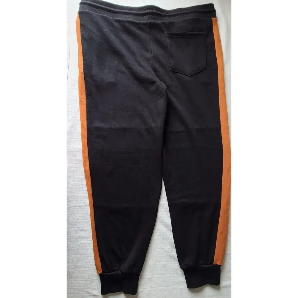 True Religion HS Moto Jogger Pants Mens L Black Orange Biker Sweatpants NWT $119